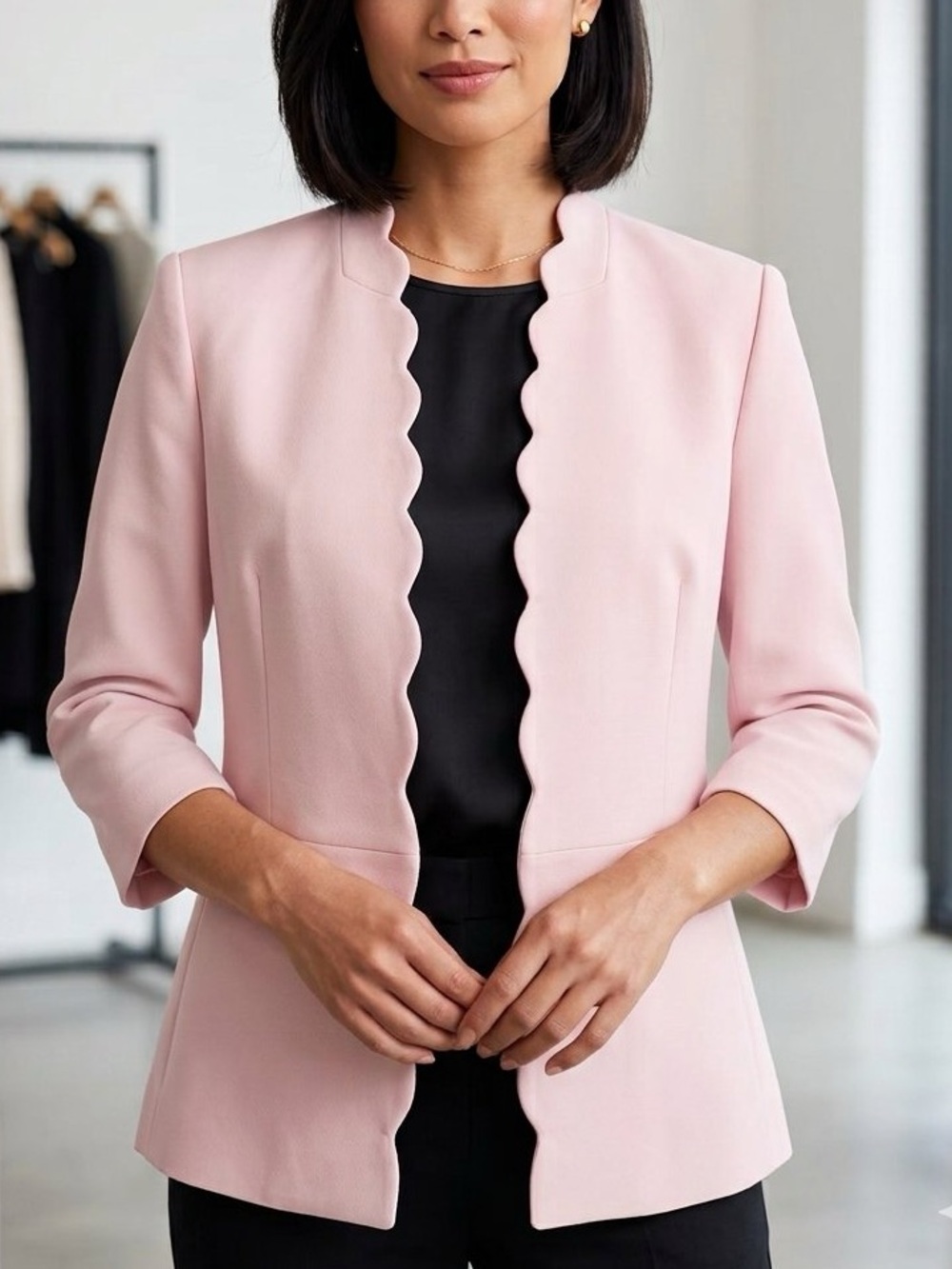 Kasper Scalloped Edge Light Pink Women's Jacket